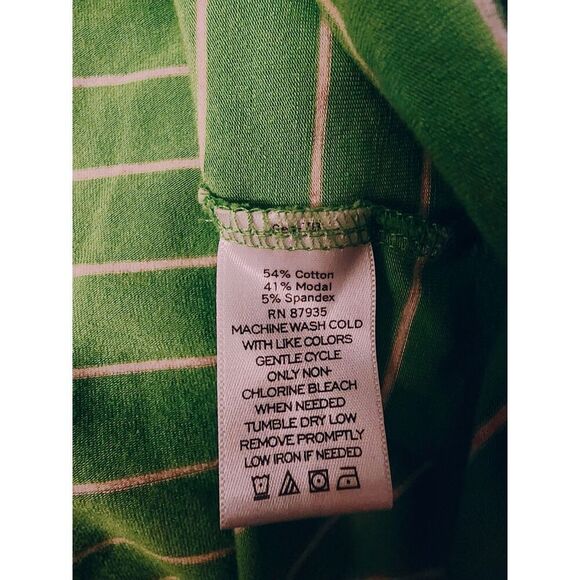 Susan Graver Green Striped Scoop Neck Top White Striped Womens Size XL - Picture 4 of 4